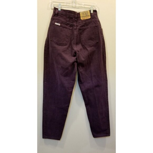 Women's Vintage ZENA High‎ Waisted Purple Denim Jeans Tapered Leg Waist 26" USA - Picture 2 of 8